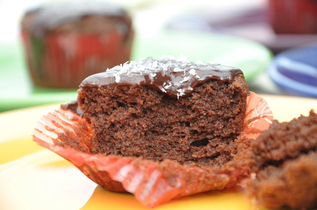 Gluten-Free Grain-Free Paleo Vegan Chocolate Brownie Cupcakes with Chocolate Ganache Frosting