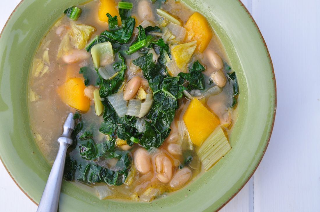 Butternut Squash, Kale, & White Bean Soup