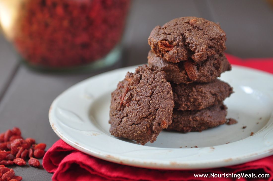 Grain-Free Paleo Chocolate-Hazelnut-Goji Berry Cookies