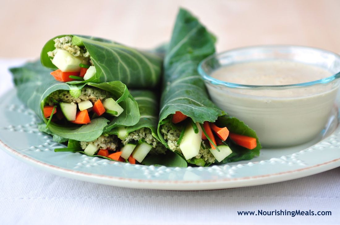 Raw Thai Wraps with Cilantro-Pumpkin Seed Pâté and a Dipping Sauce