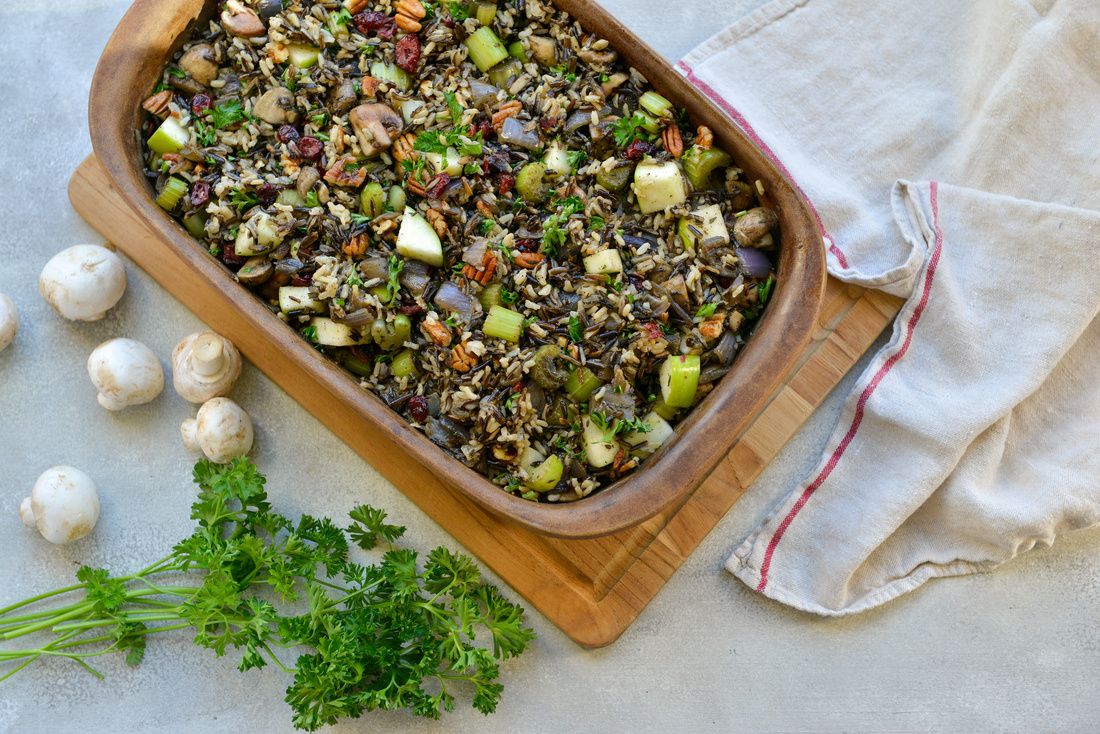 Wild Rice Stuffing before baking