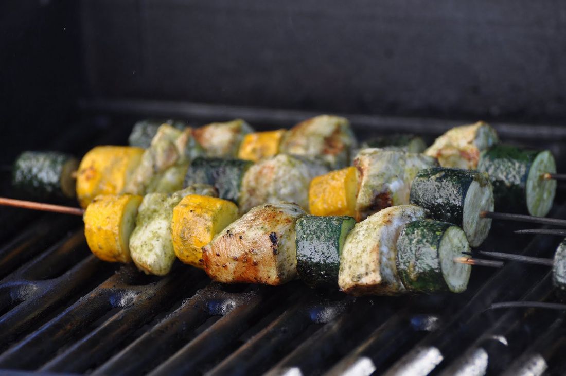 Minty Chicken-Zucchini Kebobs