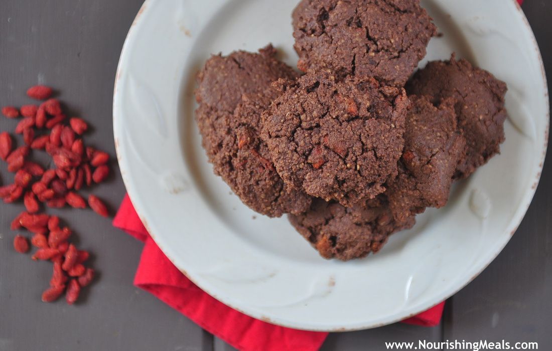 Chocolate-Hazelnut-Goji Berry Cookies (grain-free, gluten-free)