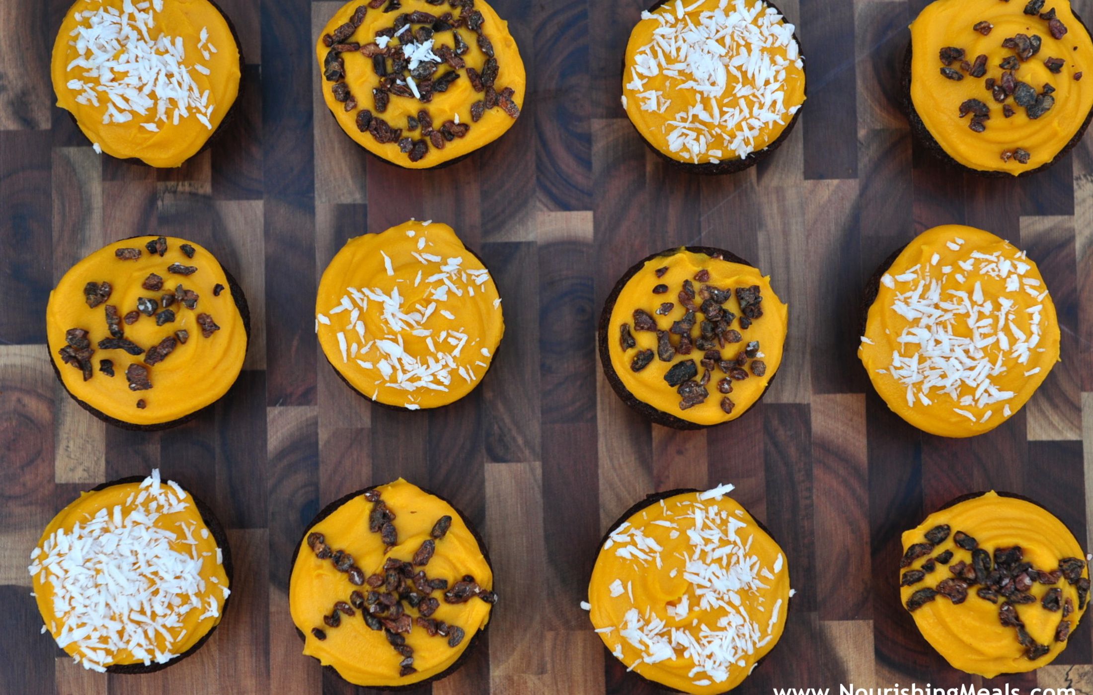 Paleo Grain-Free Chocolate Mini-Cupcakes with Sweet Potato Frosting