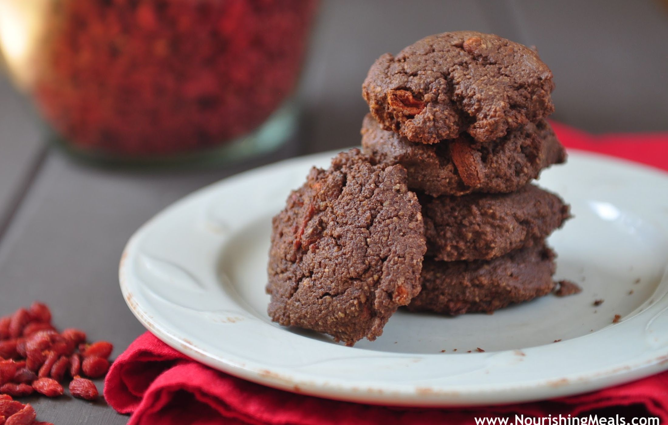 Grain-Free Paleo Chocolate-Hazelnut-Goji Berry Cookies