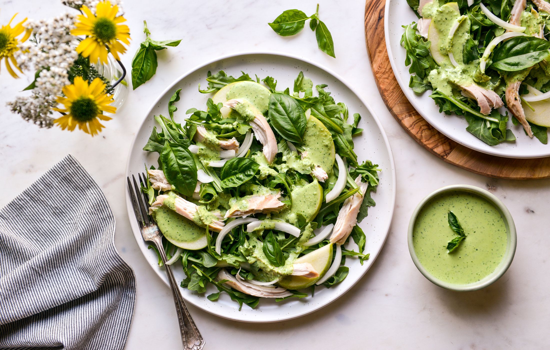 ARUGULA-CHICKEN SALAD-SPICY-BASIL-YOGURT-DRESSING-1