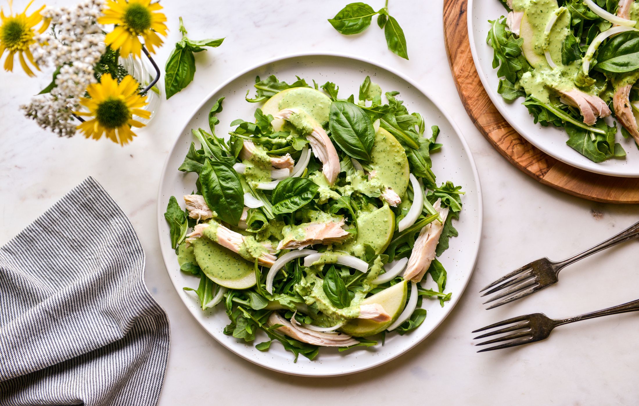 ARUGULA-CHICKEN SALAD-SPICY-BASIL-YOGURT-DRESSING-2