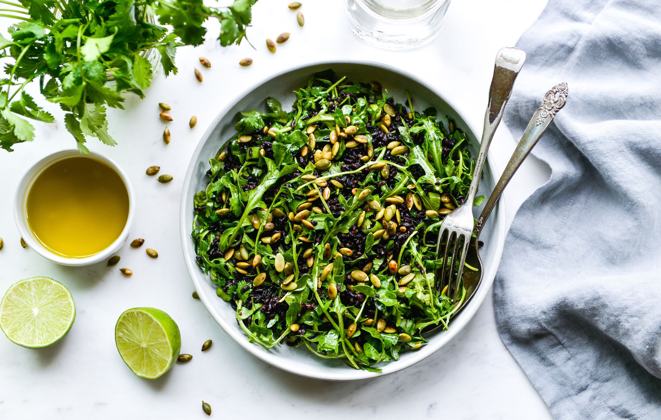 BLACK RICE AND ARUGULA SALAD WITH LIME VINAIGRETTE-1