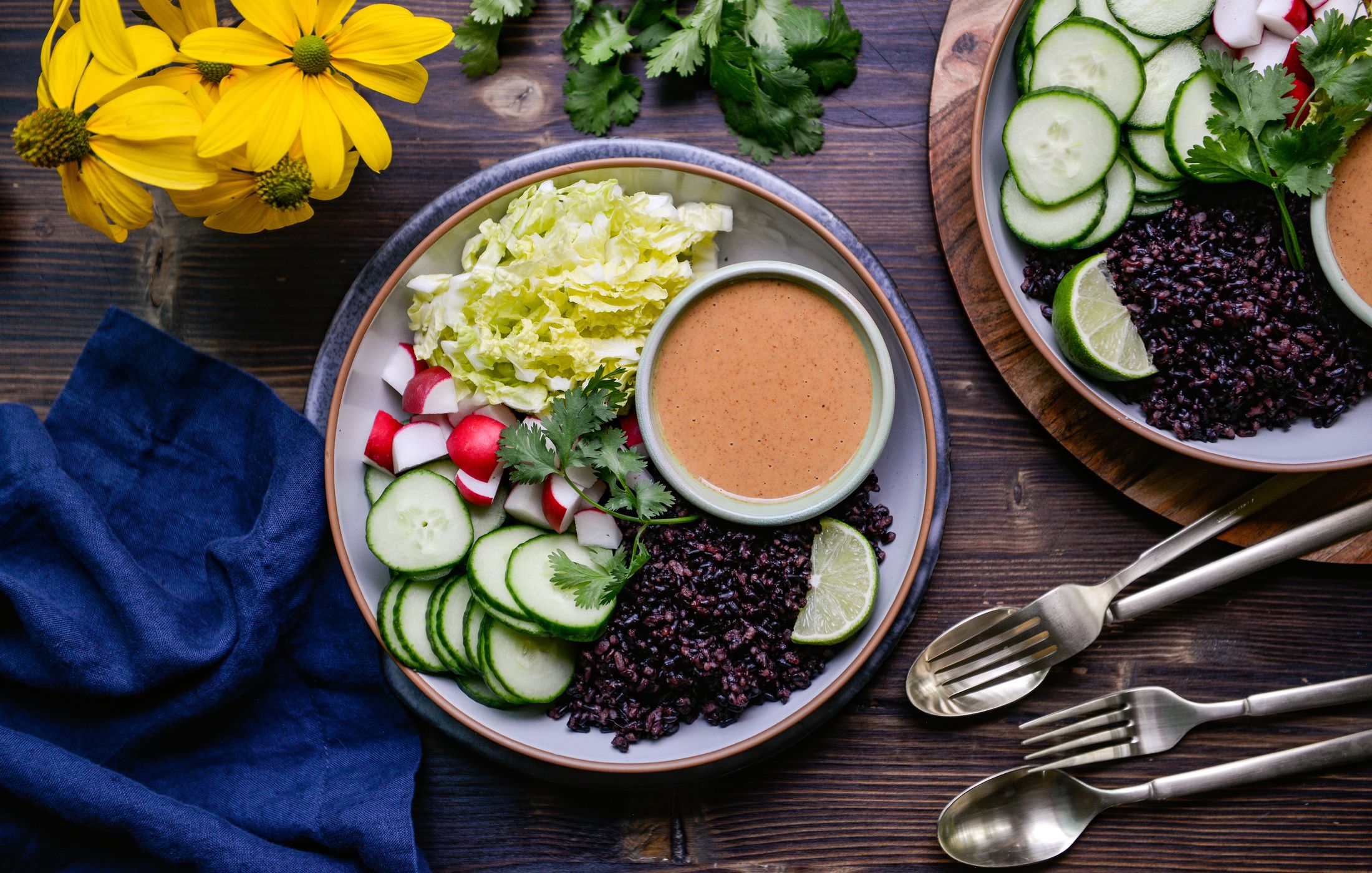 BLACK RICE SALAD GINGER ALMOND BUTTER DRESSING-1