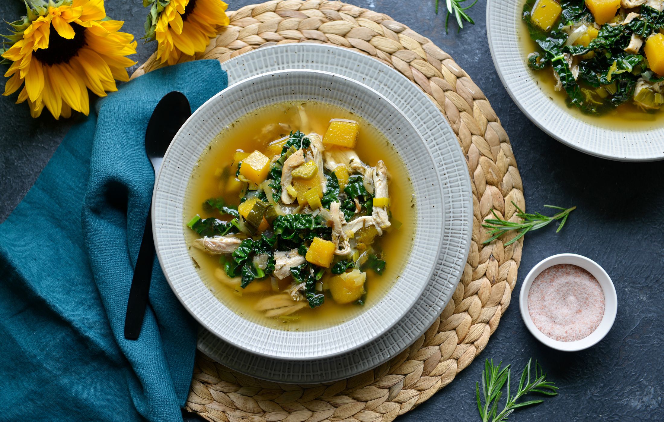 CHICKEN, LEEK, BUTTERNUT SQUASH SOUP-1