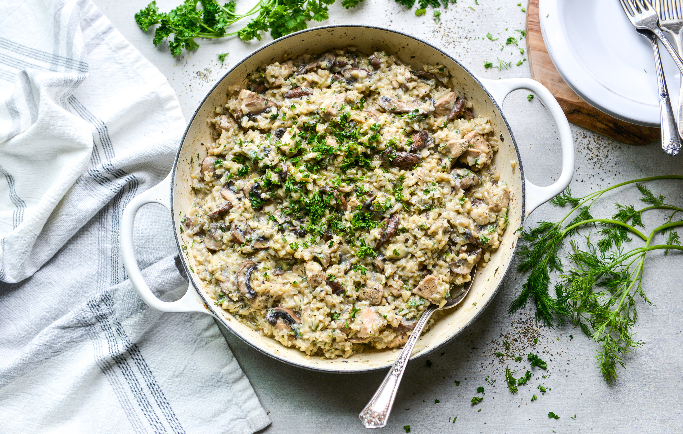 CREAMY MUSHROOM CHICKEN RICE STOVETOP CASSEROLE-4