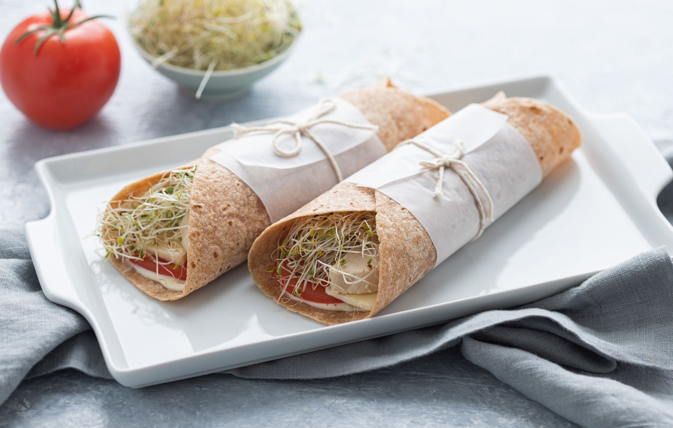 Chicken Wrap with Tomato and Cheese