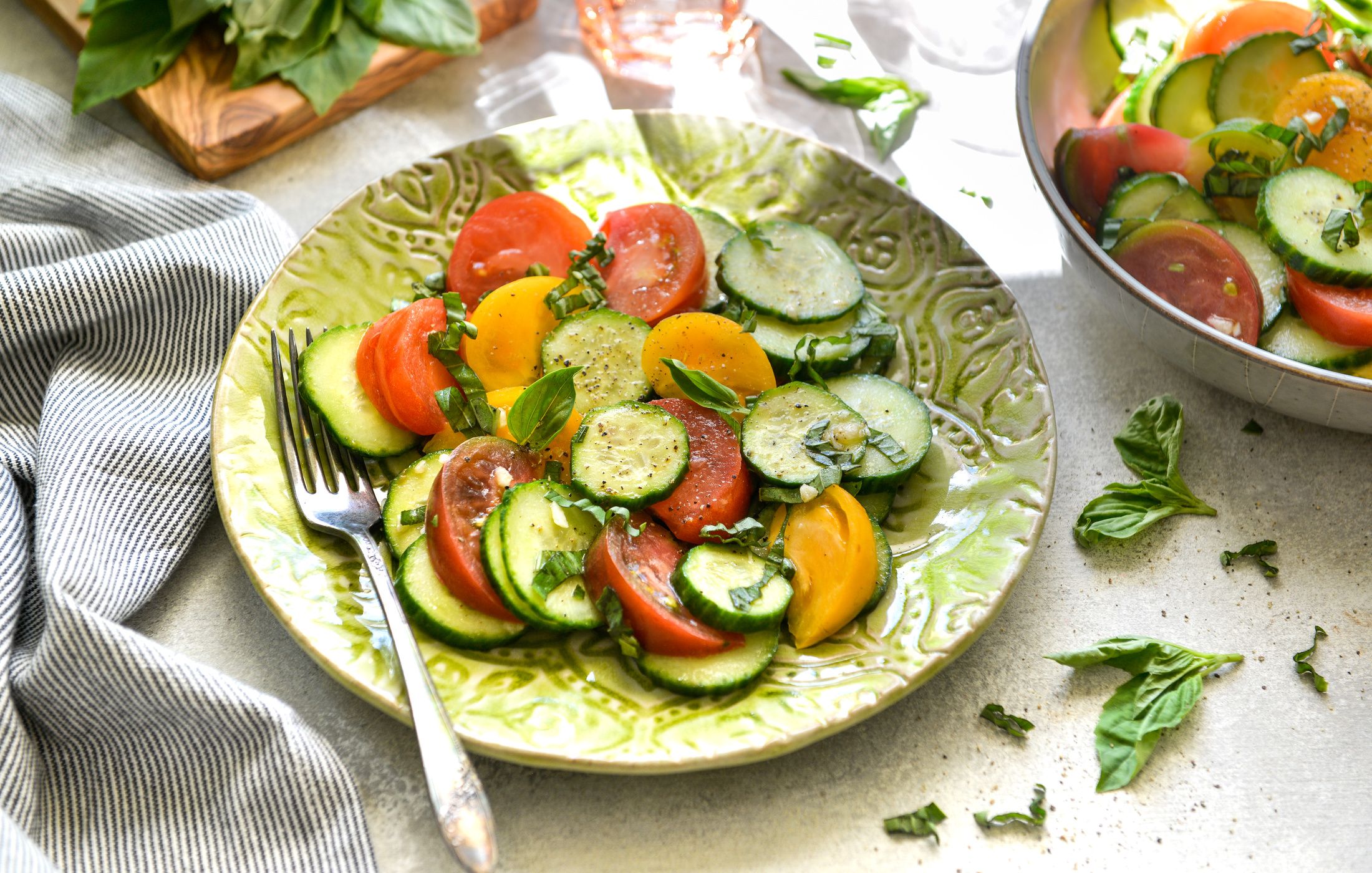 HEIRLOOM TOMATO CUCUMBER BASIL SALAD-1