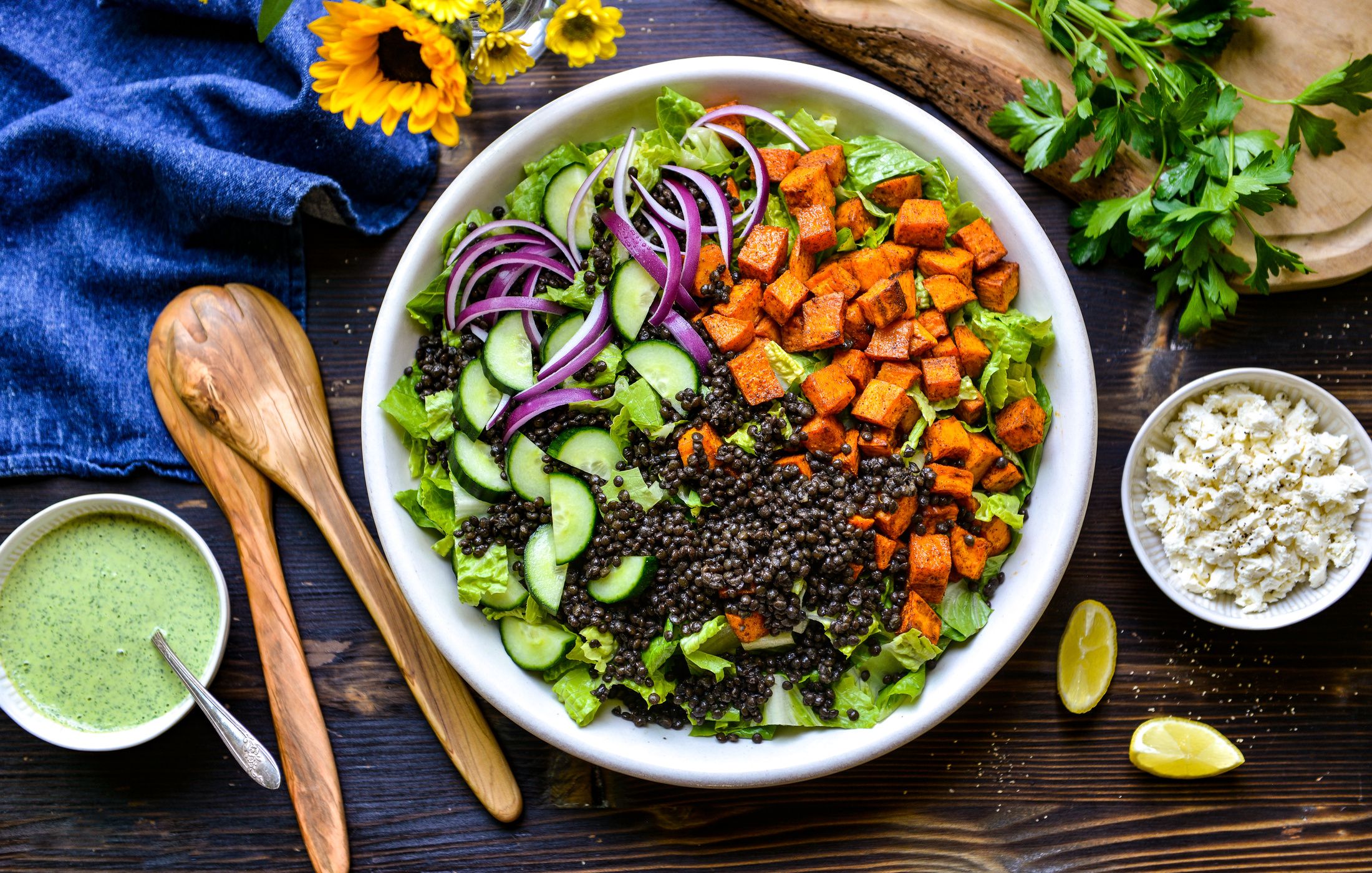 MOROCCAN LENTIL SWEET POTATO SALAD PARSLEY TAHINI DRESSING-2