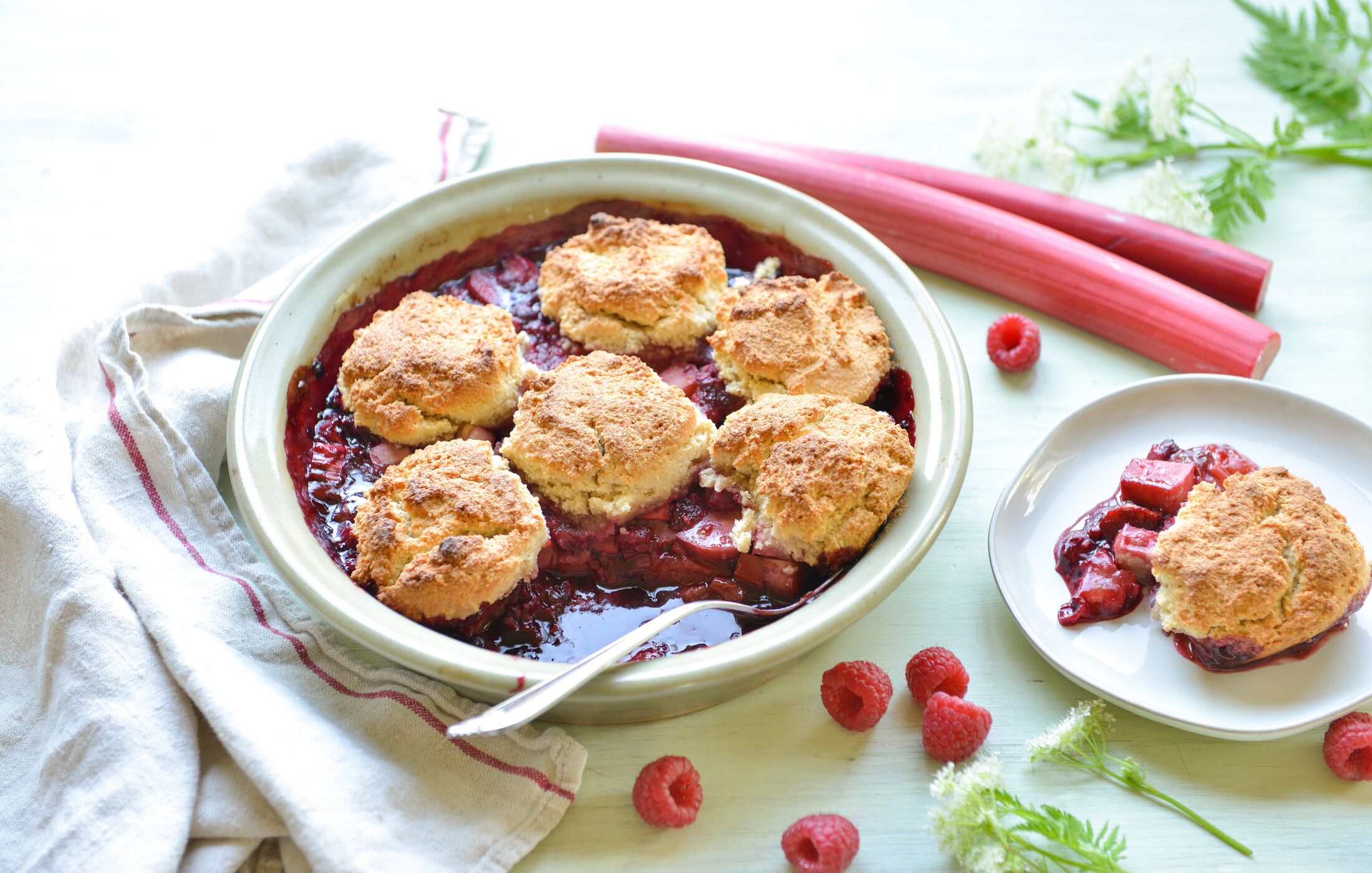 PALEO RHUBARB RASPBERRY COBBLER