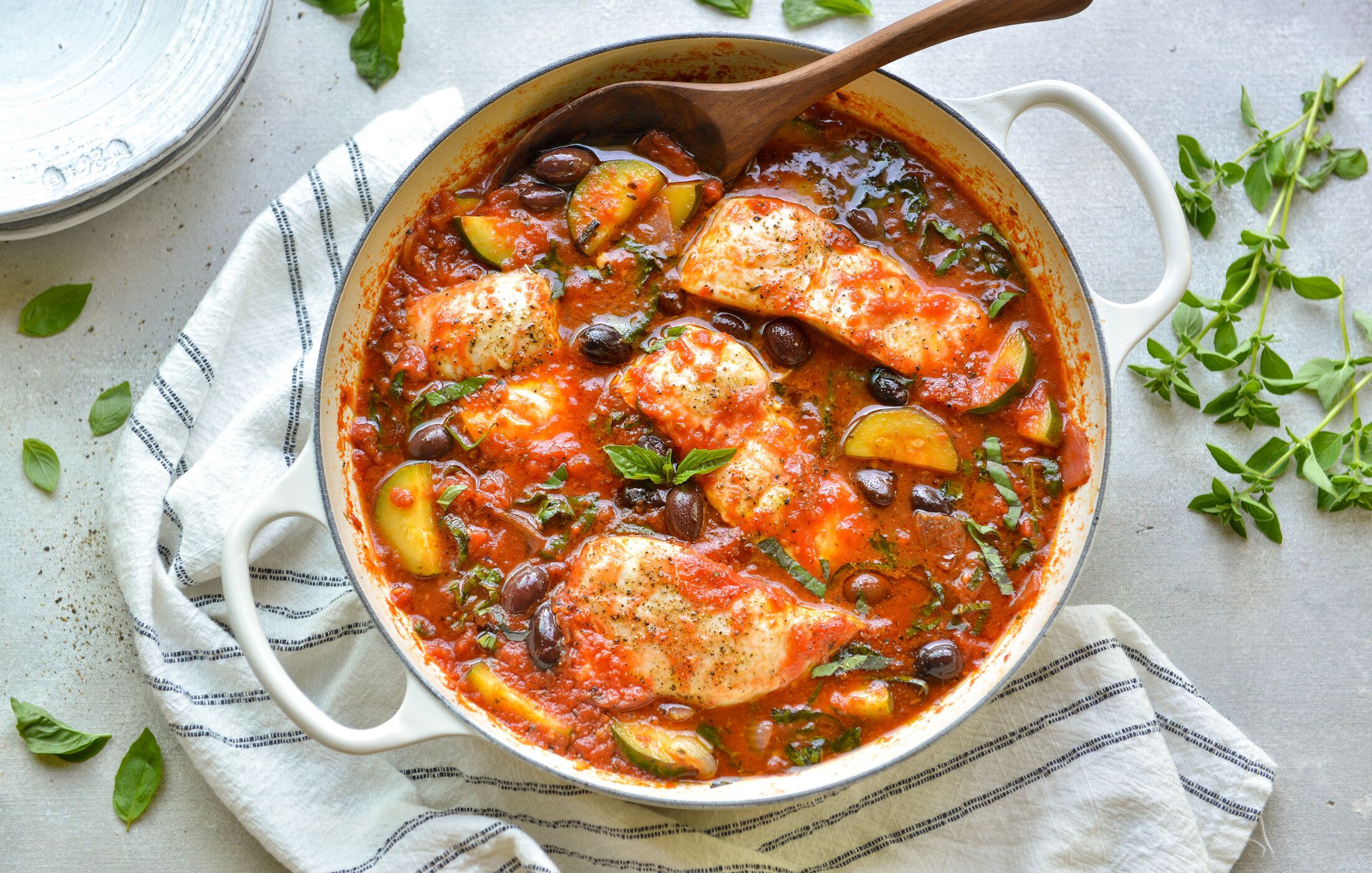 POACHED HALIBUT WITH TOMATOES AND FRESH HERBS-1