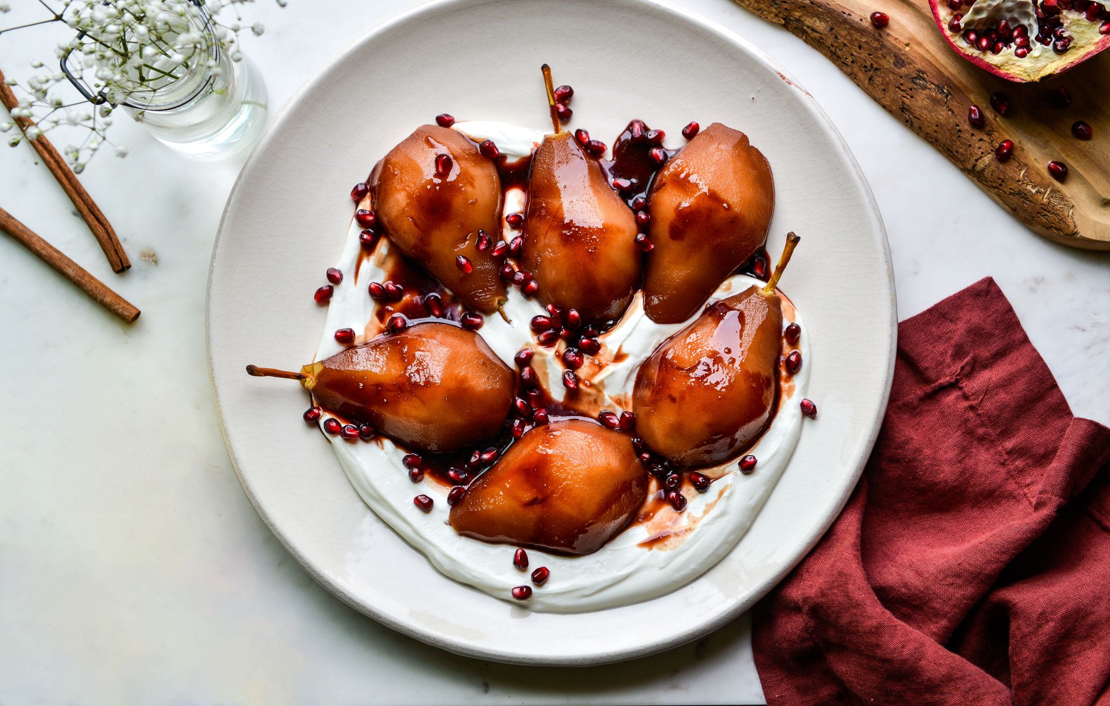 POMEGRANATE POACHED PEARS-3