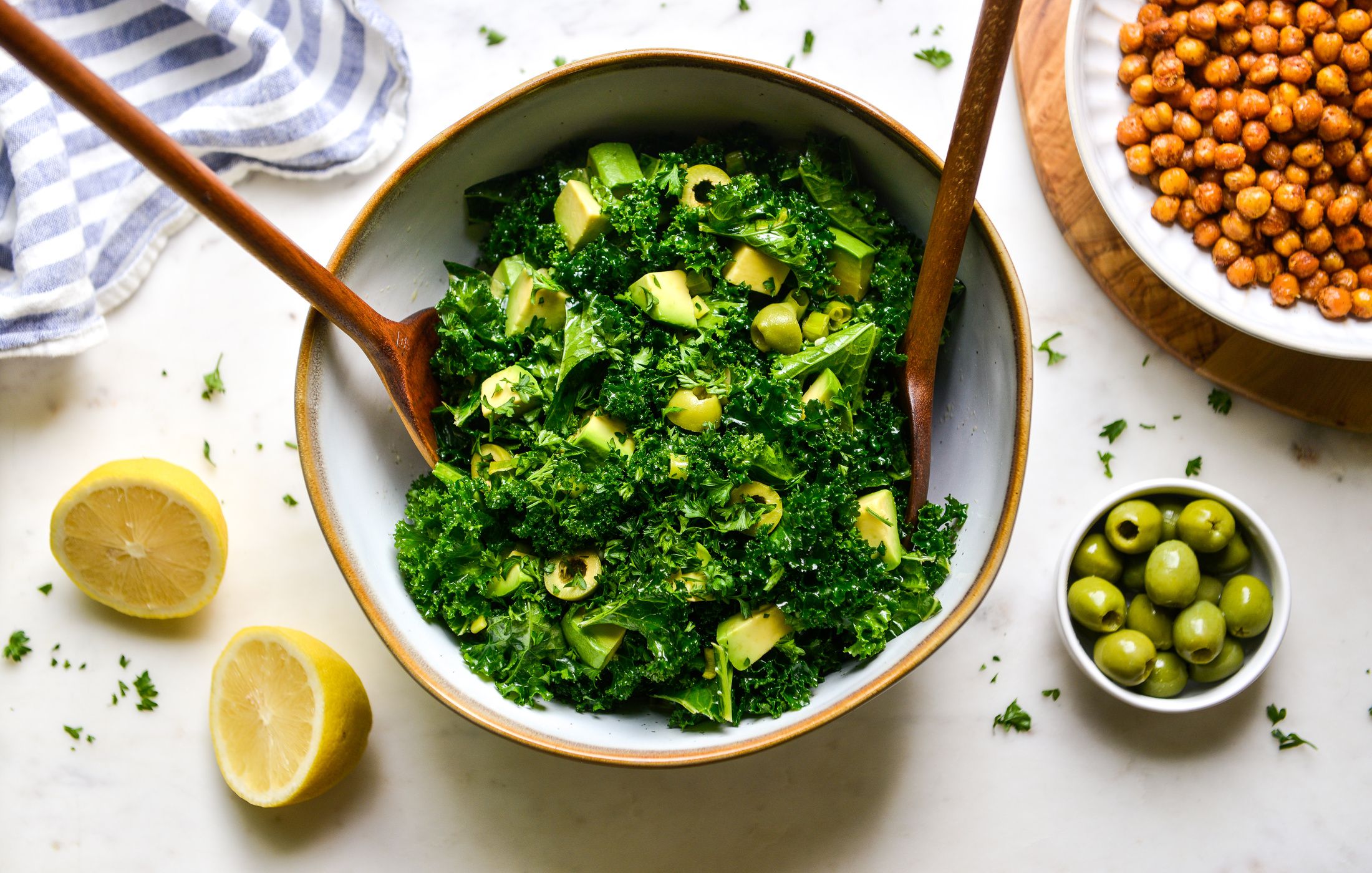 ROASTED CHICKPEA KALE AVOCADO SALAD LEMON DIJON DRESSING-1