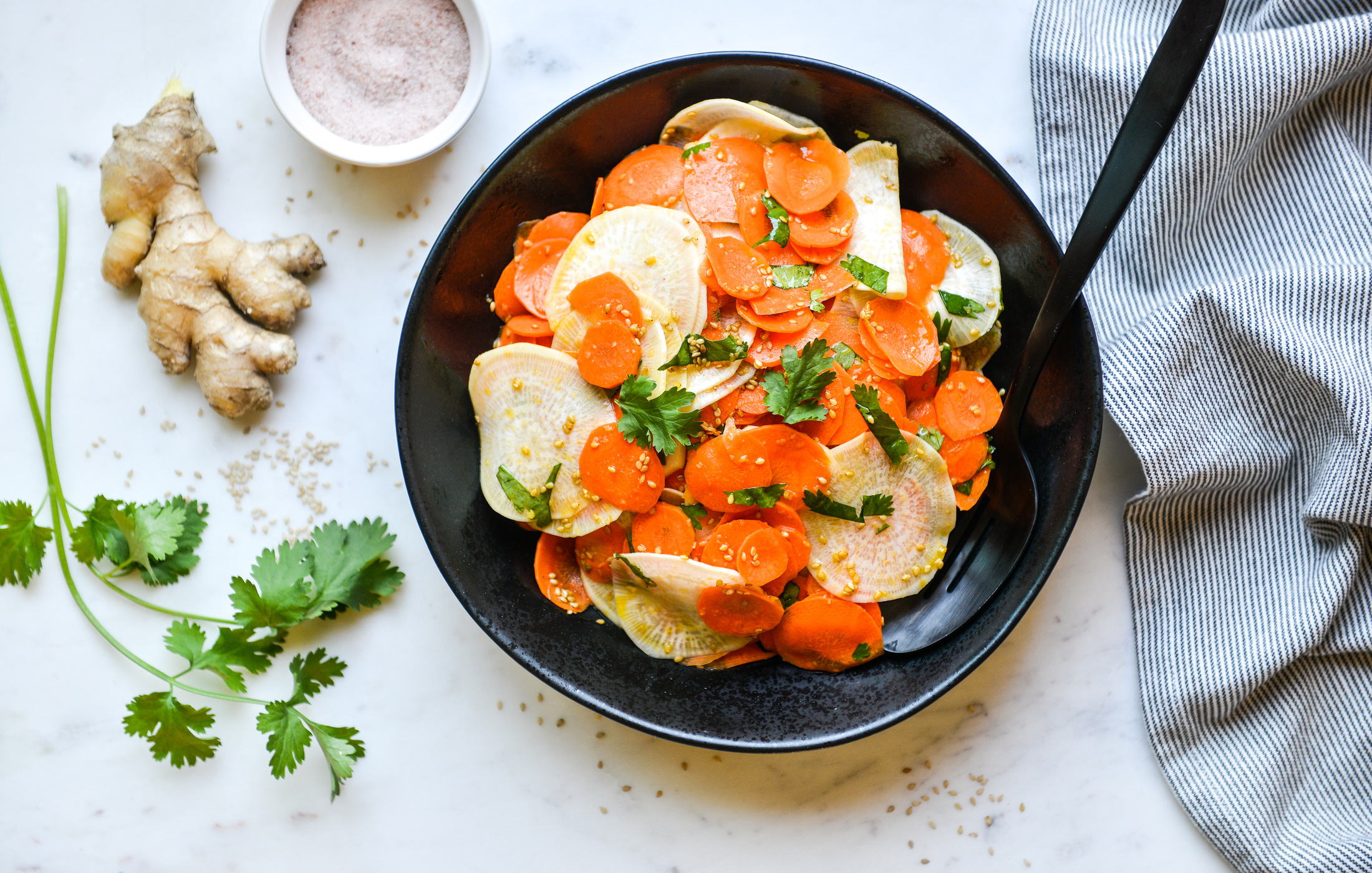 SHAVED BLACK RADISH AND CARROT SALAD-1