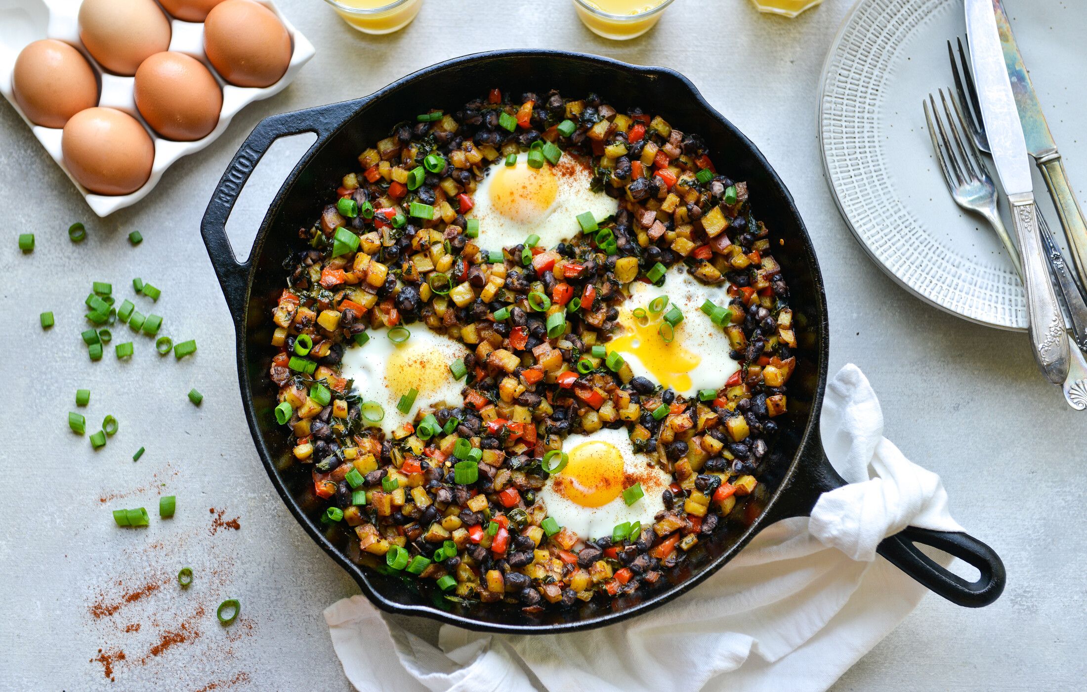 SKILLET POTATOES BLACK BEANS EGGS-2