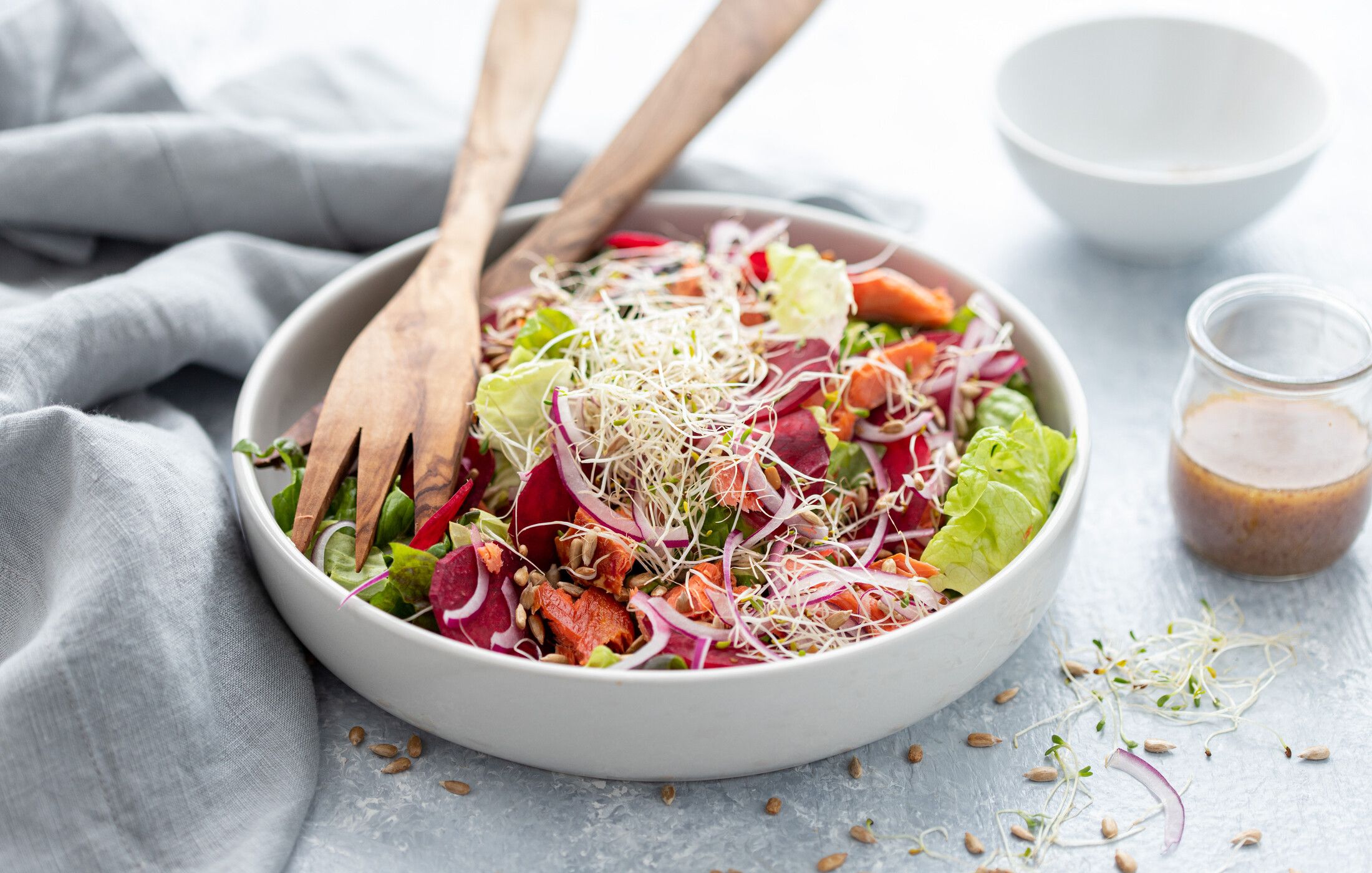 Smoked Salmon Salad with Honey Mustard Dressing