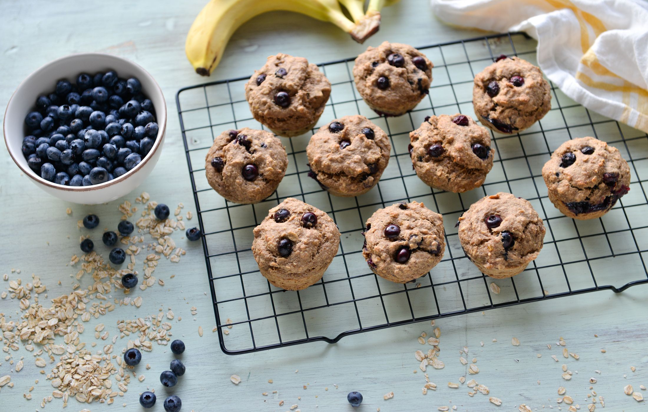 VEGAN BLUEBERRY BANANA OAT MUFFINS-2