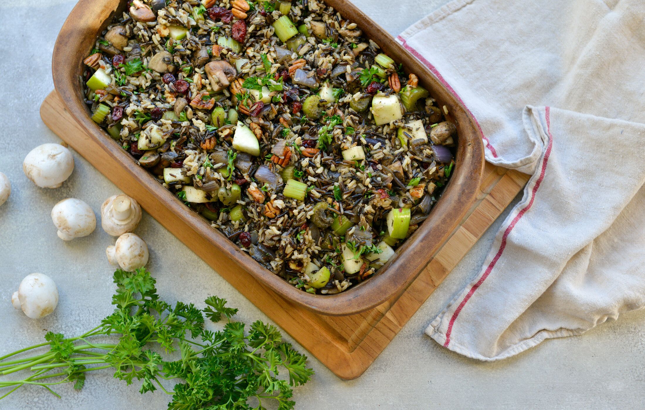 Wild Rice Stuffing before baking