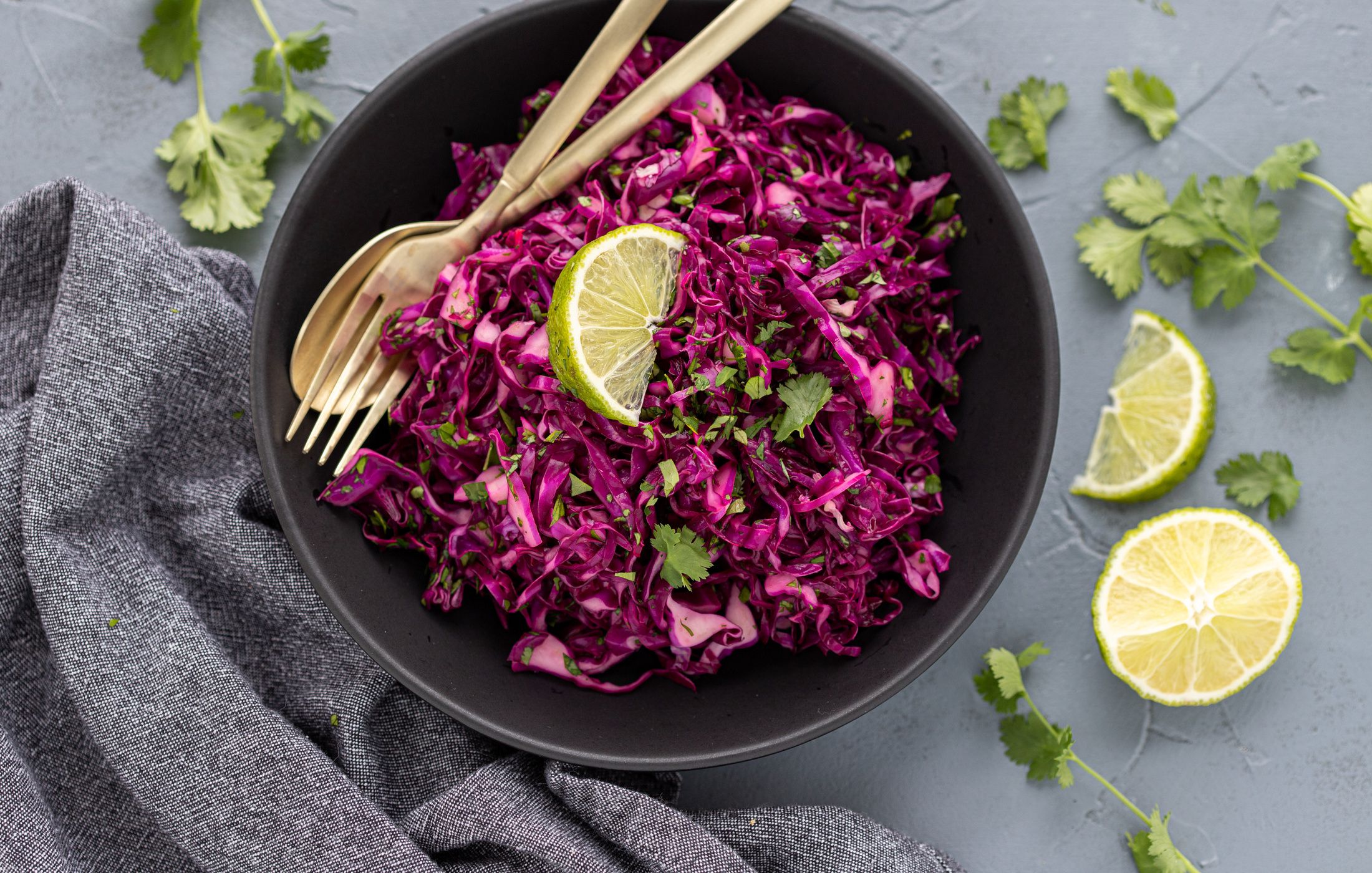 Red Cabbage Cilantro Lime Slaw