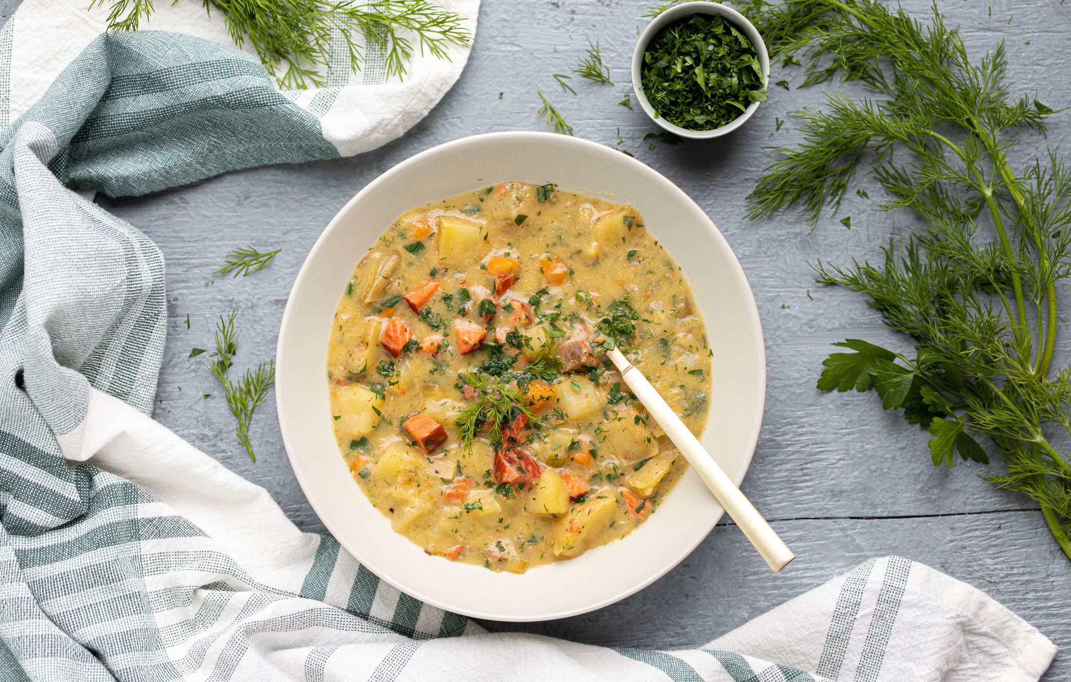 Creamy Potato & Smoked Salmon Chowder