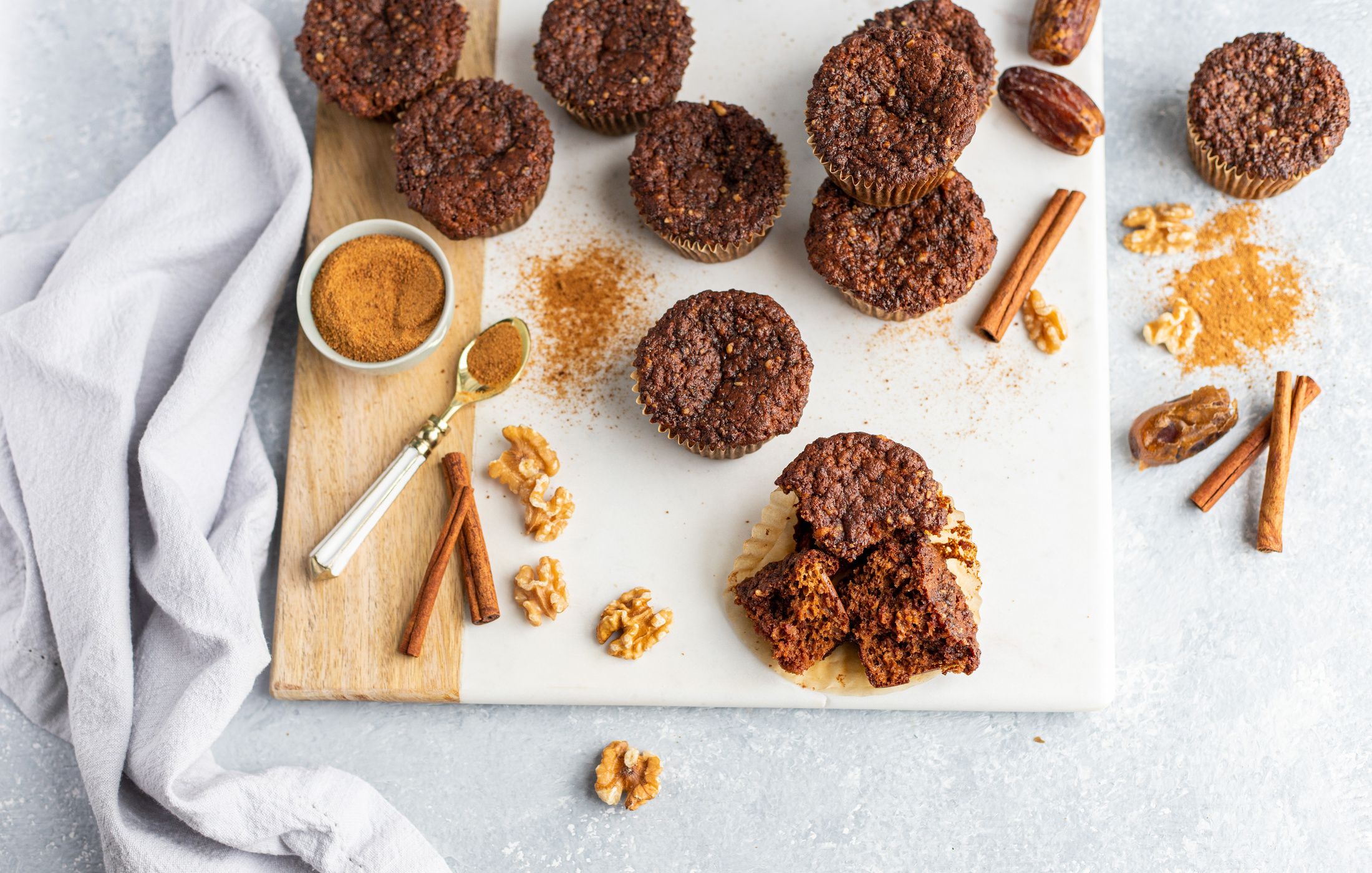  Date Walnut Cinnamon Swirl Muffins