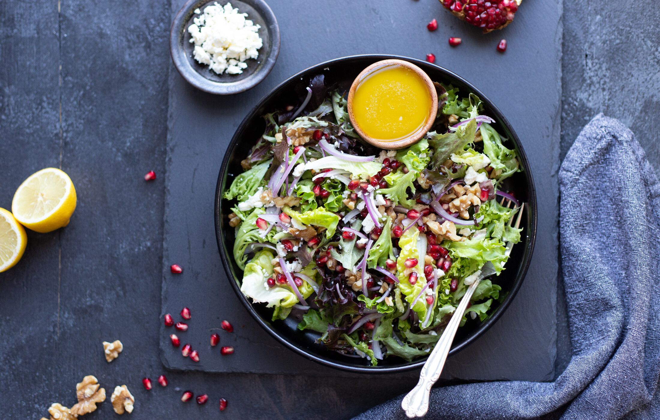 Fall Salad with Pomegranates, Walnuts, and Feta 