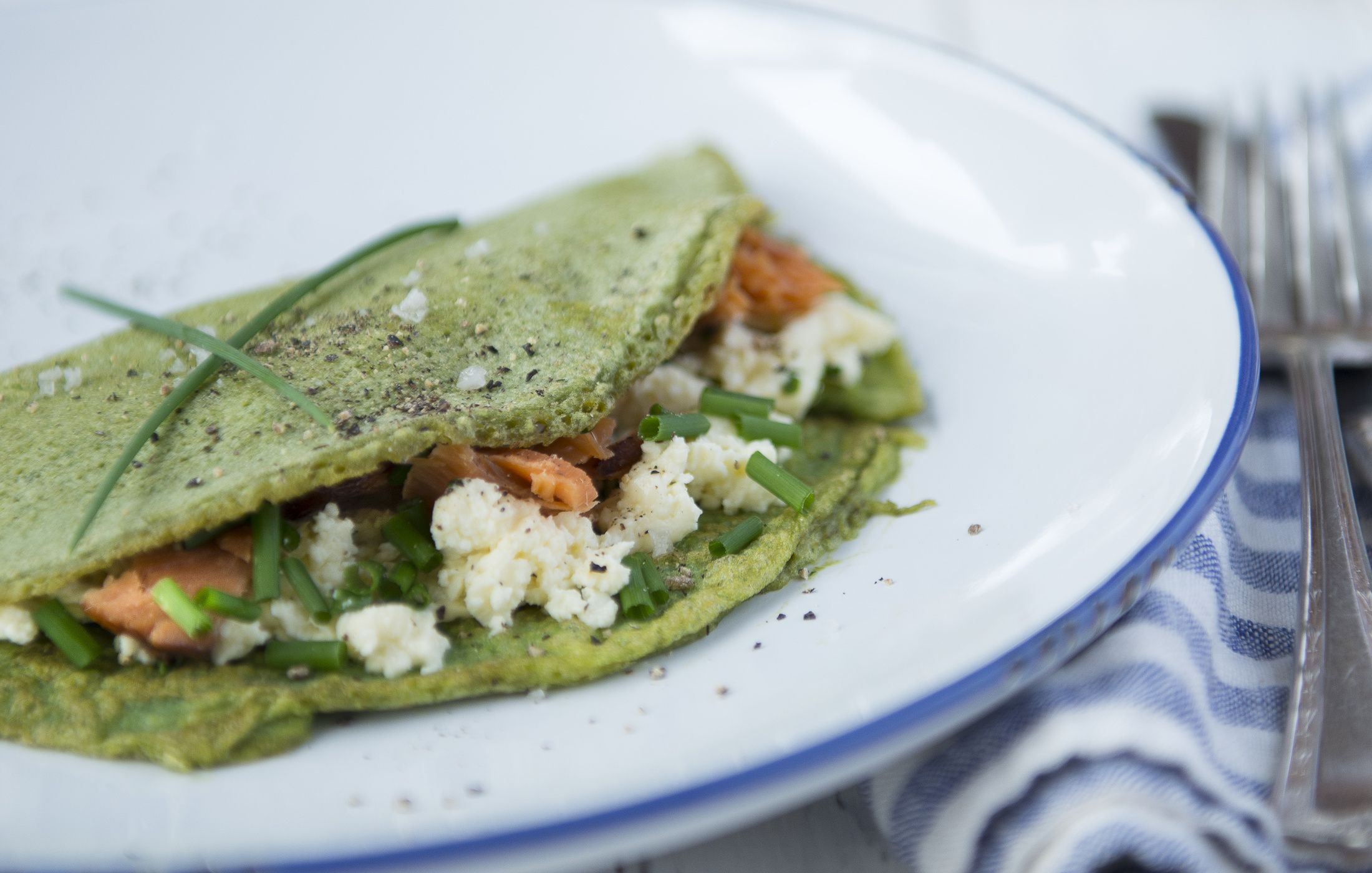 Green Omelets with Smoked Salmon