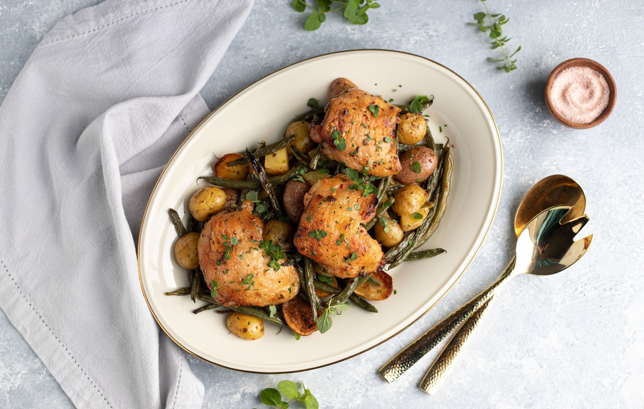 Marinated Sheet Pan Chicken with Potatoes and Green Beans