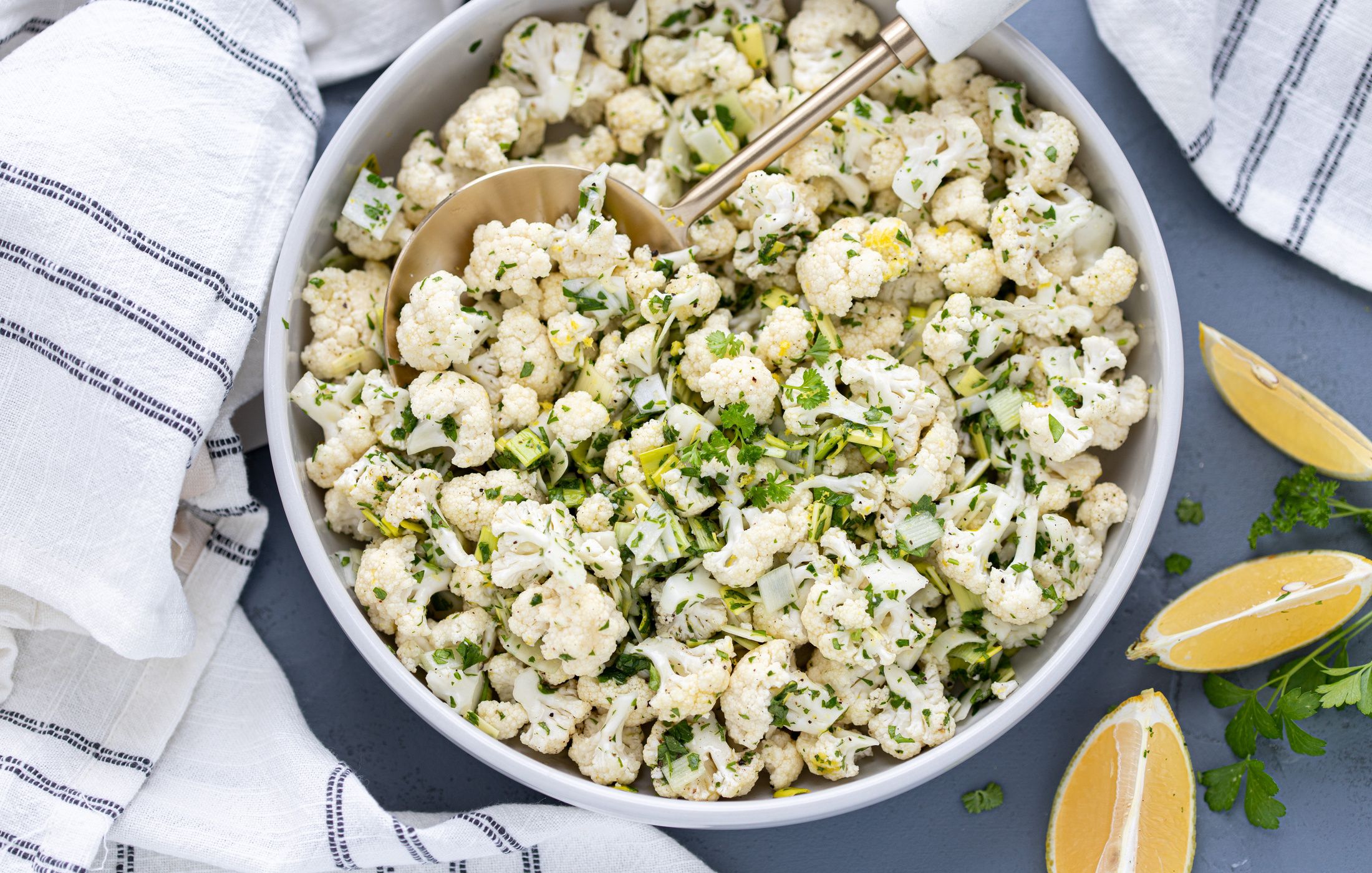 Raw Cauliflower, Lemon, and Leek Salad