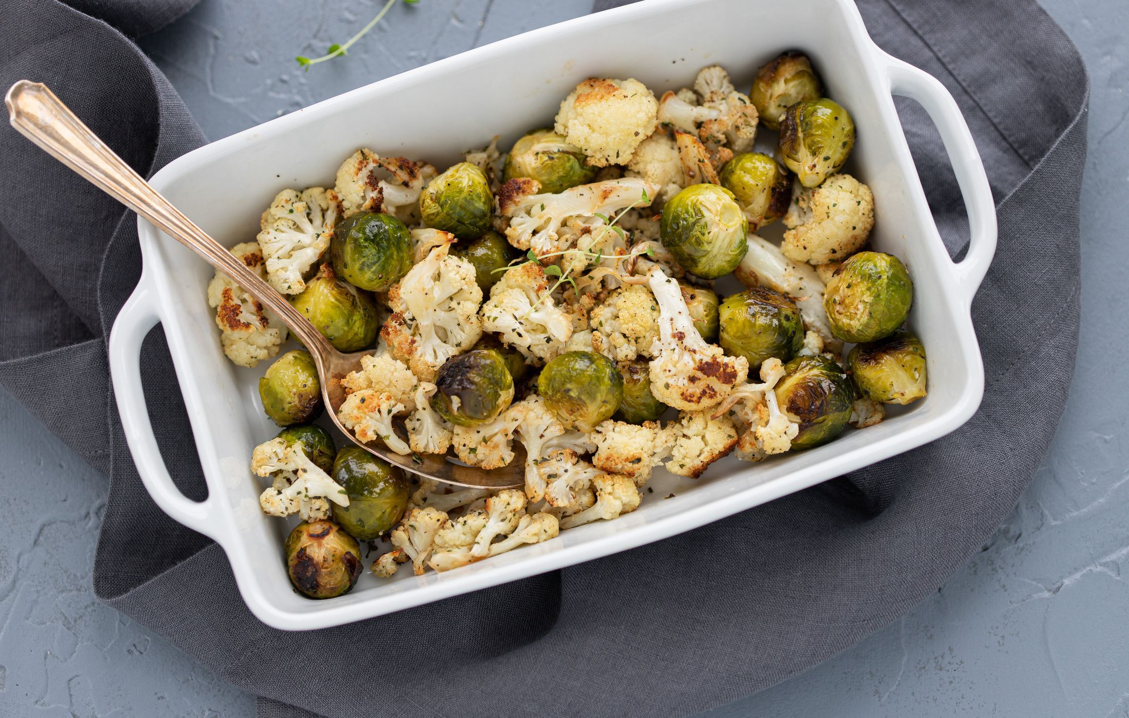 Roasted Brussels Sprouts and Cauliflower