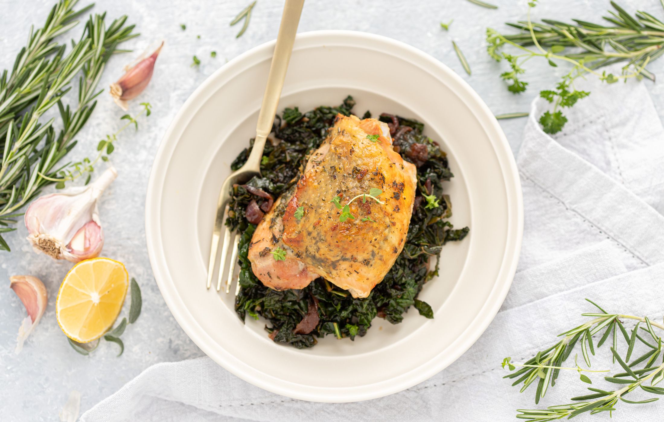 Roasted Chicken Thighs with Herbed Butter