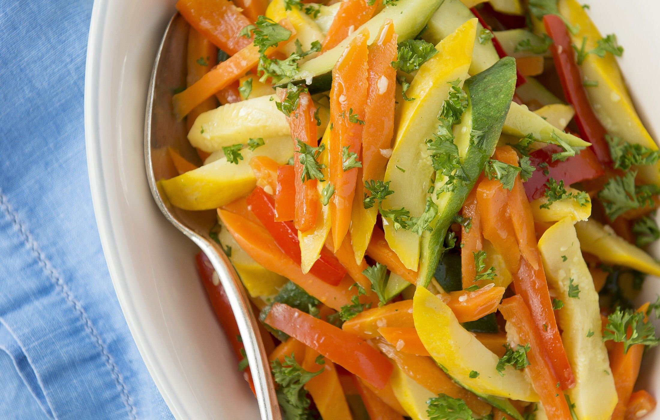 Steamed Vegetables with Lemon Garlic Dressing