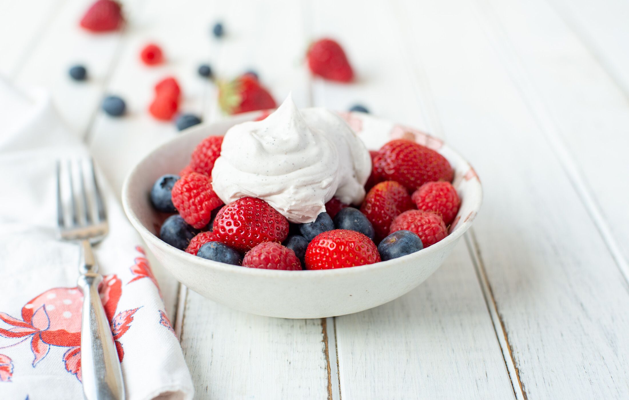 Fresh Berries with Whipped Vanilla Coconut Cream