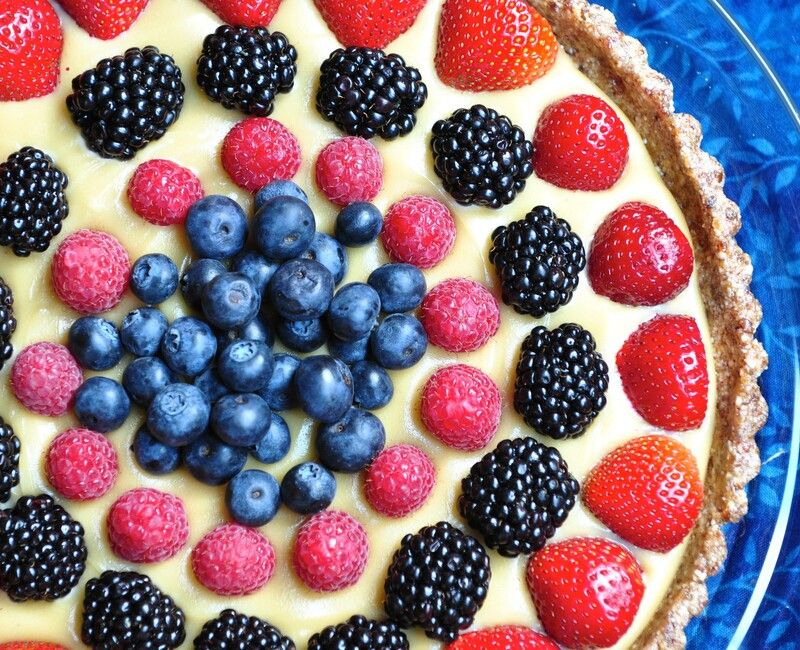 Raw Berry Tart with a Coconut Pastry Cream