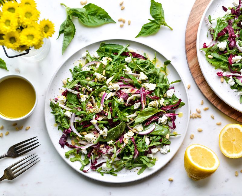 ARUGULA RADICCHIO BASIL GOAT CHEESE SALAD-1