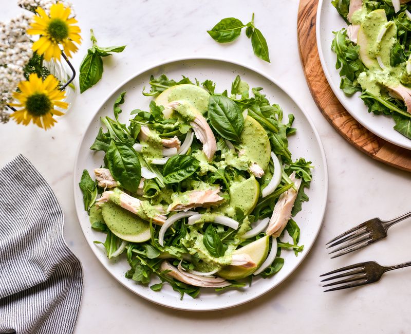 ARUGULA-CHICKEN SALAD-SPICY-BASIL-YOGURT-DRESSING-2