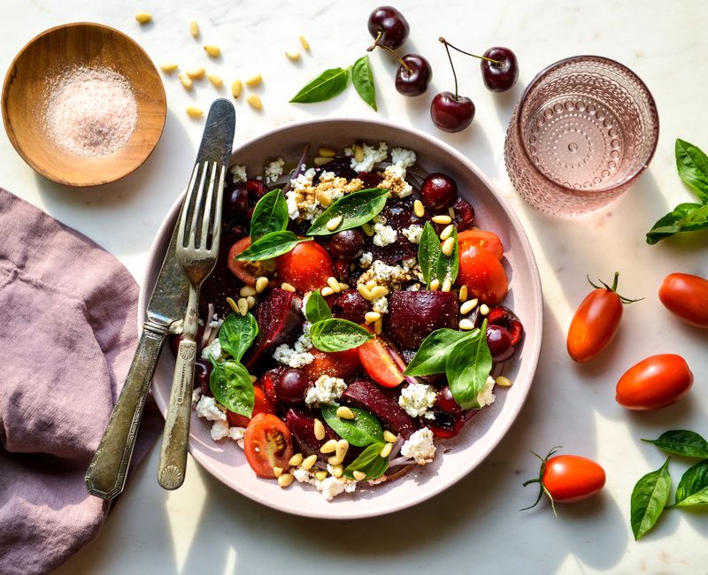 BEET TOMATO CHERRY GOAT CHEESE SALAD-1