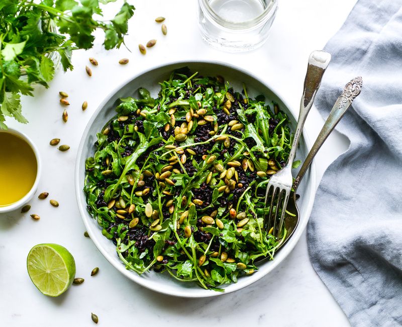 BLACK RICE AND ARUGULA SALAD WITH LIME VINAIGRETTE-1