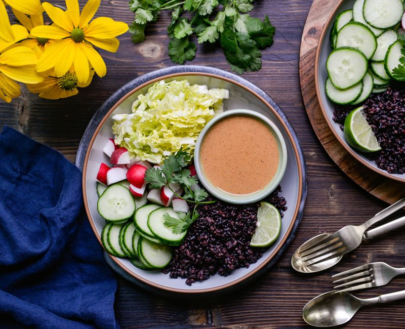 BLACK RICE SALAD GINGER ALMOND BUTTER DRESSING-1