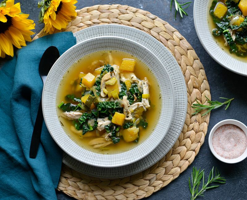 CHICKEN, LEEK, BUTTERNUT SQUASH SOUP-1