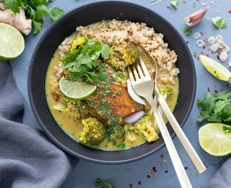 Coconut Braised Chicken and Broccoli