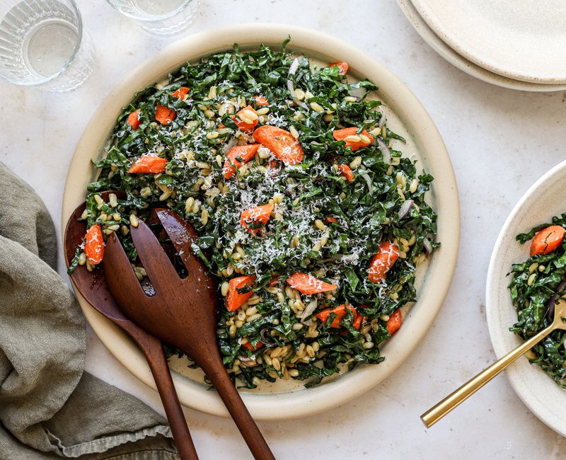 Kamut and Kale Salad with Lemon Parmesan Dressing-3