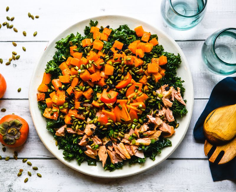 ROASTED BUTTERNUT SALMON AND KALE SALAD-1