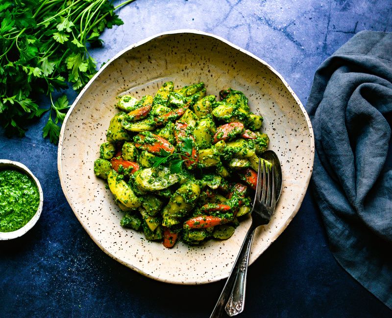 ROASTED ROOT VEGETABLES WITH DAIRY-FREE PARSLEY PESTO-1