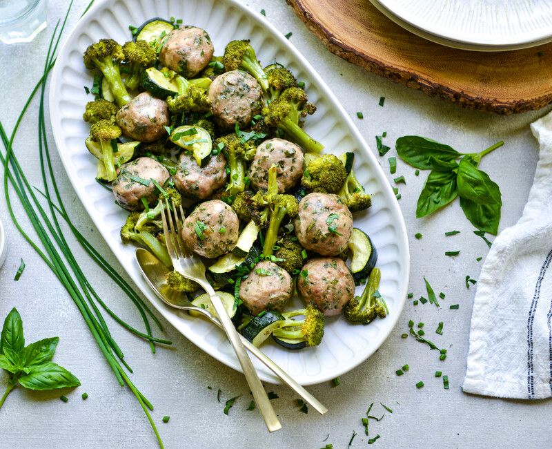 SHEET PAN TURKEY-BASIL MEATBALLS AND VEGETABLES-1